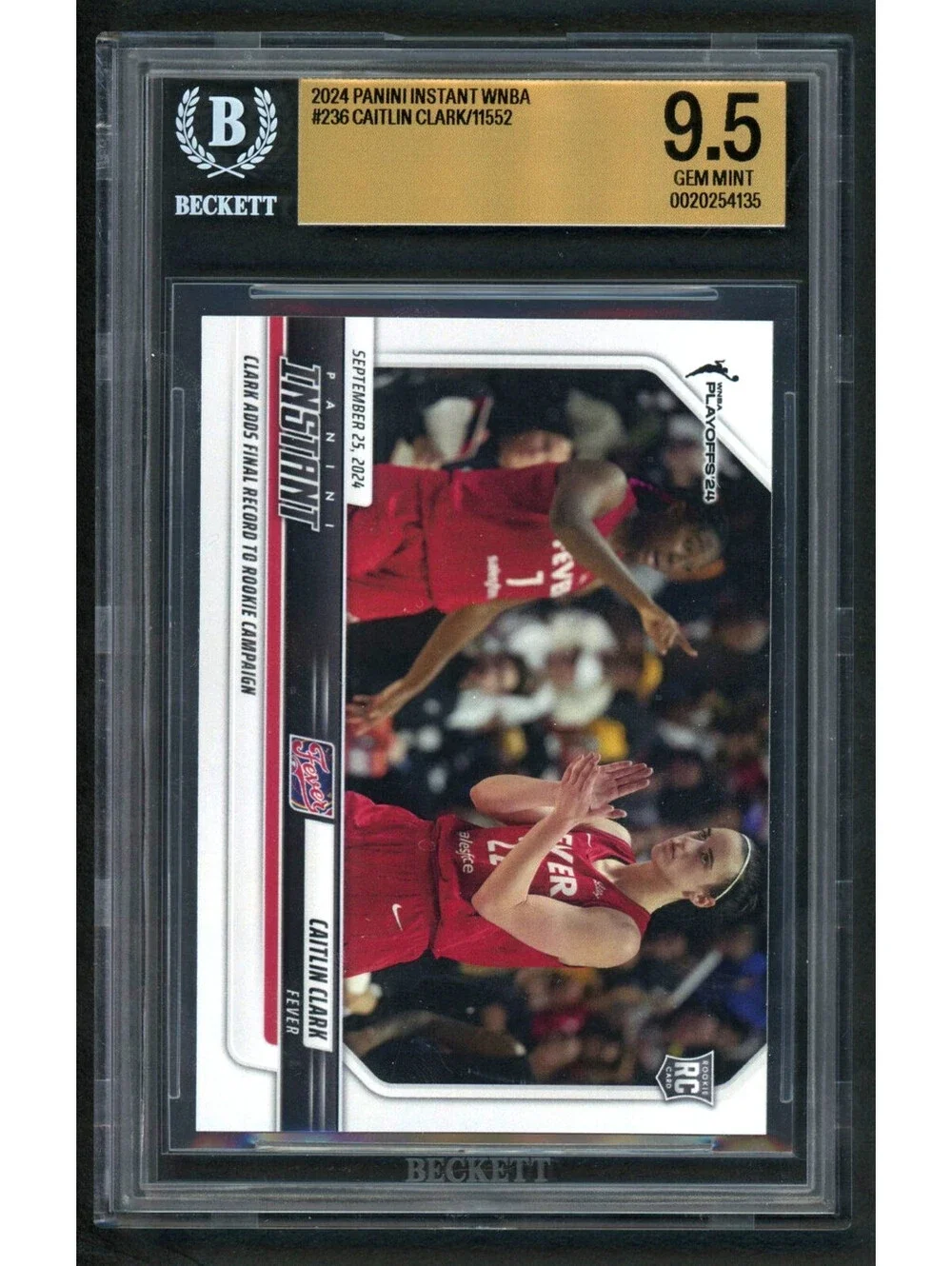 2024 Panini Instant WNBA #236 Caitlin Clark Playoffs Fever (RC) BGS 9.5 GEM MINT